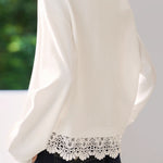 Versatile Fashionable Lace Patchwork Polo Sweatshirt - liwisi