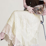 Elegant Mesh Lace Embroidery A-line Midi Skirt