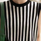 Color block striped sleeveless knit vest