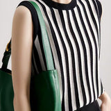 Color block striped sleeveless knit vest