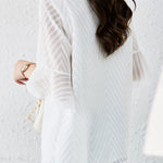 V-neck bell sleeve loose shirt - liwisi