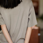 Cat embroidery round neck short sleeve pocket casual loose top - liwisi