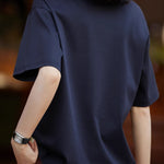 Cat embroidery round neck short sleeve pocket casual loose top - liwisi