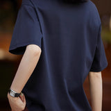 Cat embroidery round neck short sleeve pocket casual loose top - liwisi