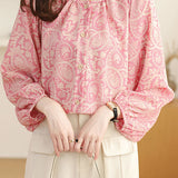 Casual Floral Lantern Sleeve Shirt - liwisi