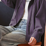 Casual Hooded Drawstring Long Sleeve Sweatshirt Jacket