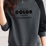 Casual Color Block Letter Print Raglan Long Sleeve Sweatshirt