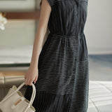 Skipper Collar Striped Docking Linen Dress
