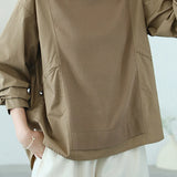 Round Neck Side Drawstring Sweatshirt - 3 Colors Available