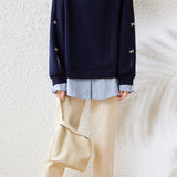 Layered Look Drop Shoulder Striped Contrast Sweatshirt