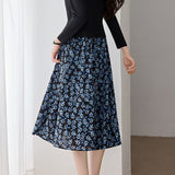 Exquisite Elegant V‑Neck Floral‑Print Fake Two‑Piece Long‑Sleeve Dress