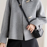 Casual Vintage Horn Button Strap Jacket