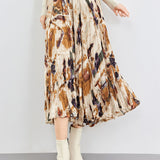Early Autumn Versatile Pleated Floral Skirt - liwisi