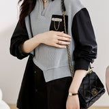 Layered Look Skipper Collar Knit Shirt