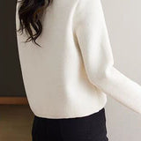 Elegant Crew Neck Knit Coat With Special-Shaped Buttons