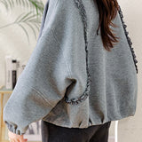 Exquisite Casual Crew‑Neck Zip‑Up Sweatshirt Jacket With Lace Splicing