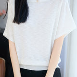 Casual Striped Off-The-Shoulder Raglan Sleeve Knit Top