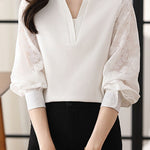 Early Autumn Casual Hollow Spliced Shirt - liwisi
