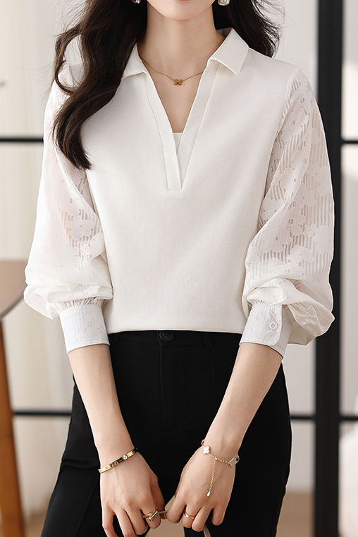 Early Autumn Casual Hollow Spliced Shirt - liwisi