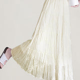 Elegant Mesh Lace Embroidery A-line Midi Skirt