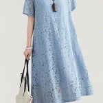 Versatile Loose-Fit Lace Dress - liwisi