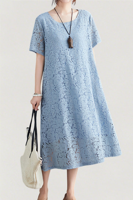 Versatile Loose-Fit Lace Dress - liwisi