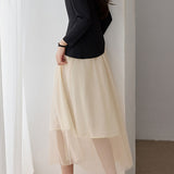 Elegant Commuter V‑Neck Fake Two‑Piece Spliced Long‑Sleeve Dress