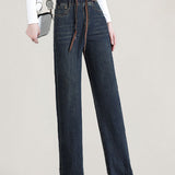 Vintage Washed Stitched Elastic Waist Jeans