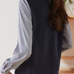 Commuter Versatile Polo Collar Stripe Long-Sleeve Fake Two-Piece Sweatshirt - liwisi