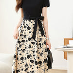 Elegant Spliced Printed Dress - liwisi