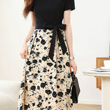 Elegant Spliced Printed Dress - liwisi