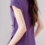 Elegant V-neck Waist-tight Irregular Short Sleeve Blouse