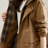 Vintage Faux Two-piece Plaid Coat