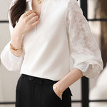Early Autumn Casual Hollow Spliced Shirt - liwisi