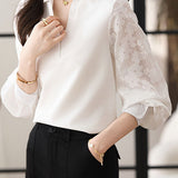 Early Autumn Casual Hollow Spliced Shirt - liwisi