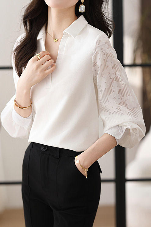 Early Autumn Casual Hollow Spliced Shirt - liwisi