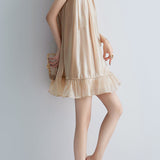 Ruffle Halter Neck Flare Decor Dress with Lining - 2 Colors Available