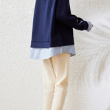 Layered Look Drop Shoulder Striped Contrast Sweatshirt