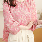 Casual Floral Lantern Sleeve Shirt - liwisi