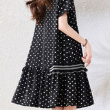 Elegant Casual Polka Dot Round Neck Dress