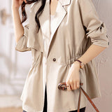 Notch Lapel Collar Drop Shoulder Jacket - 2 Colors Available