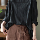 Pintuck Cape Shoulder Jacquard Blouse - 2 Colors Available