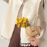Exquisite Crew Neck Sleeveless Knit Vest With Beaded Tassel Details