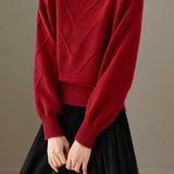 Elegant Commuter Crew Neck Beaded Long Sleeve Knit Top
