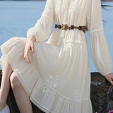 Casual Retro Embroidery Tassel Dress