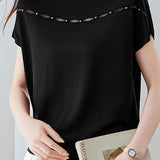 Elegant Flutter Sleeve Crew Neck Short Sleeve T-Shirt