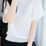 Casual Striped Off-The-Shoulder Raglan Sleeve Knit Top