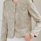 Exquisite Commuter Crew‑Neck Long‑Sleeve Coat With Subtle Jacquard