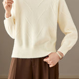 Elegant Commuter Crew Neck Beaded Long Sleeve Knit Top