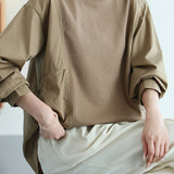 Round Neck Side Drawstring Sweatshirt - 3 Colors Available